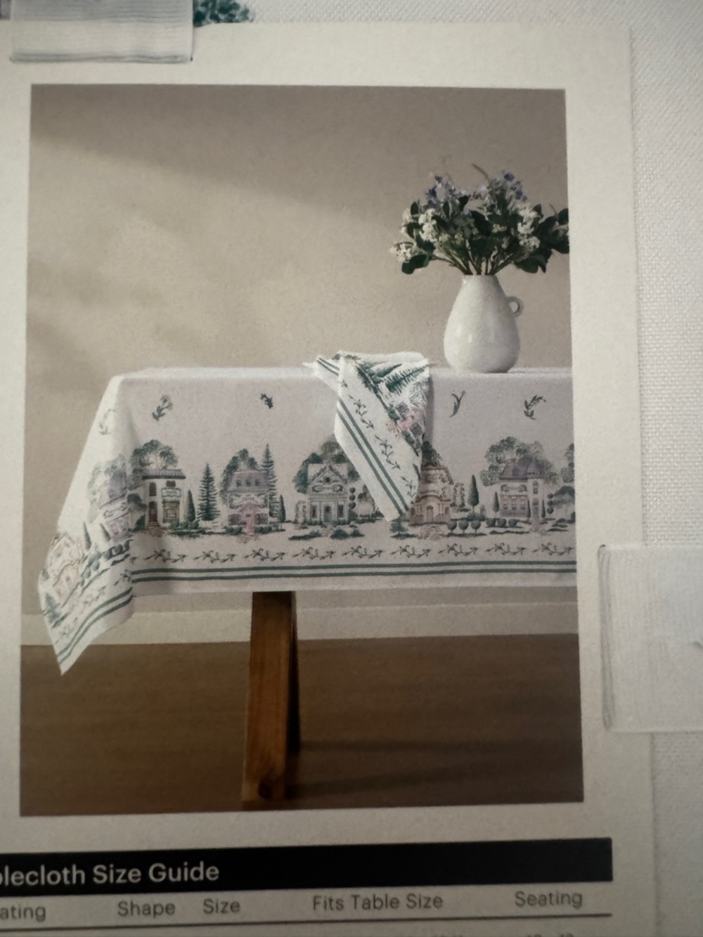 Lenox Spice Village Tablecloth in White and Green - 60”x120”